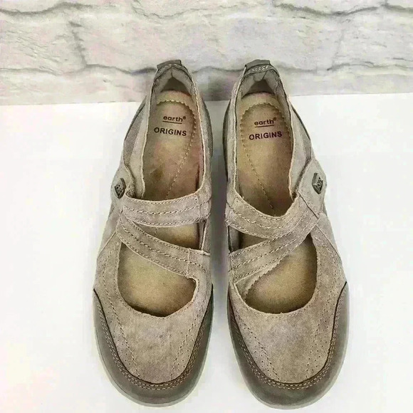 Earth Origins Brown Suede Slip On Mary Jane Loafers Sz 8N - Picture 12 of 13